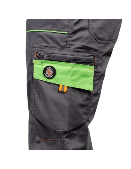 Pantaloni cu pieptar, de lucru, pentru vara, Prisma Light Stretch, Grey/Green