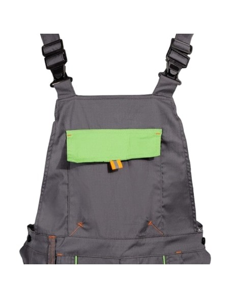 Pantaloni cu pieptar, de lucru, pentru vara, Prisma Light Stretch, Grey/Green