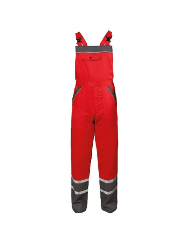 Pantaloni cu pieptar de vară, detalii reflectorizante, 240 g/mp, Collins Red
