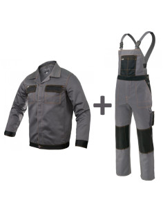 Costum salopetă din tercot, GrandMaster Grey: jachetă + pantaloni cu pieptar