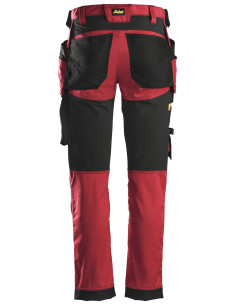 Pantaloni de lucru, stretch, cu buzunare holster, Snickers Workwear, AllroundWork, 6241, Chili Red/Black 2