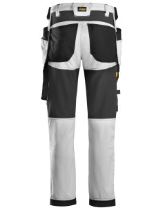 Pantaloni de lucru, stretch, cu buzunare holster, Snickers Workwear, AllroundWork, 6241, White/Black 2
