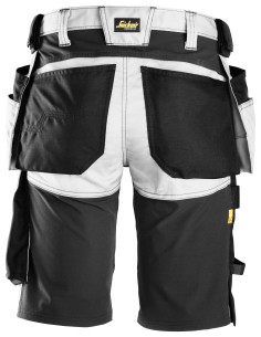 Pantaloni scurți de lucru, stretch, cu buzunare holster, Snickers Workwear, AllroundWork, 6141, White/Black 2